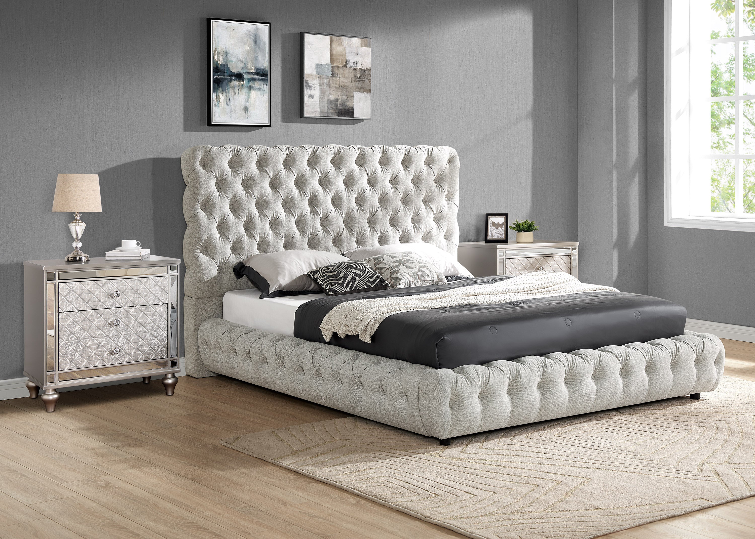 FLORY Q. HEADBOARD/FOOTBOARD -DOVE GRAY